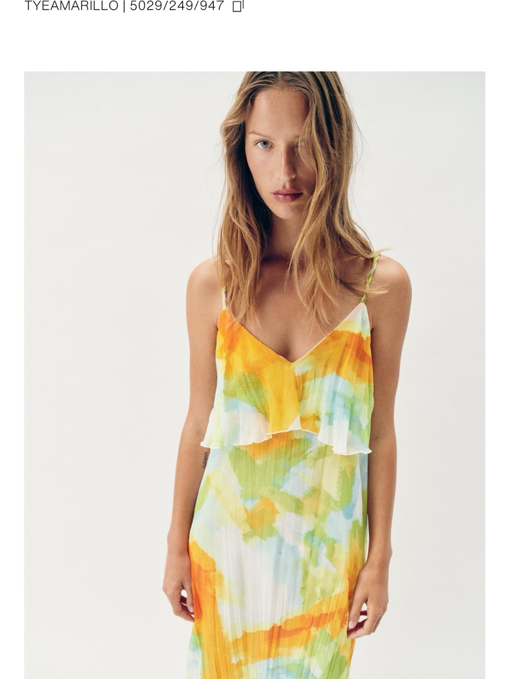 ZARA PRINTED RUFFLE MIDI DRESS Size M NWT - Picture 3 of 10